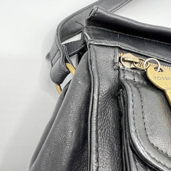 As Is Fossil 1954 Leather Crossbody Bag with Key Black New American Classic - Picture 6 of 13